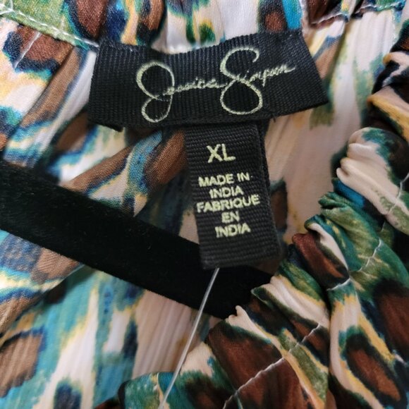 Jessica Simpson Tunic Top Sz XL Long sleeve Layla Cheetah Ferns Print NWT - Picture 3 of 15
